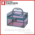 Pink Acrylic Transparent Aluminum Cosmetic Organizer Case Vanity Box